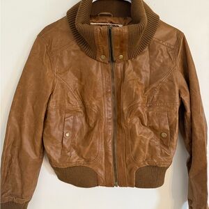 Vintage Look Rich Brown Leather Jacket